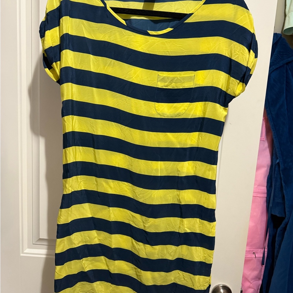French Connection Yellow and Blue Striped dress size 2